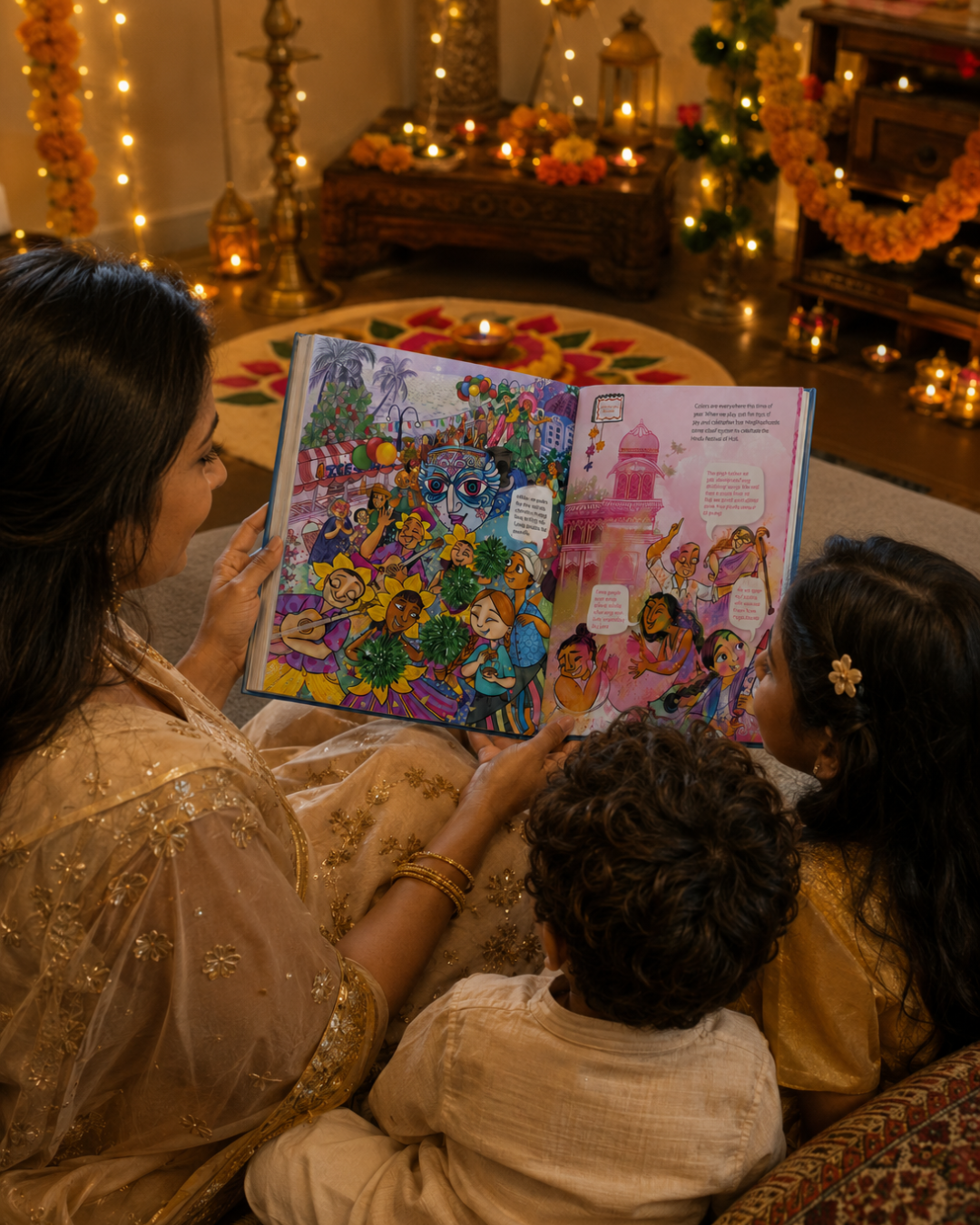 families learning about indian festivals with personalized childrens books on diwali eid lohri christmas culture religion tradition bound to belong stories 