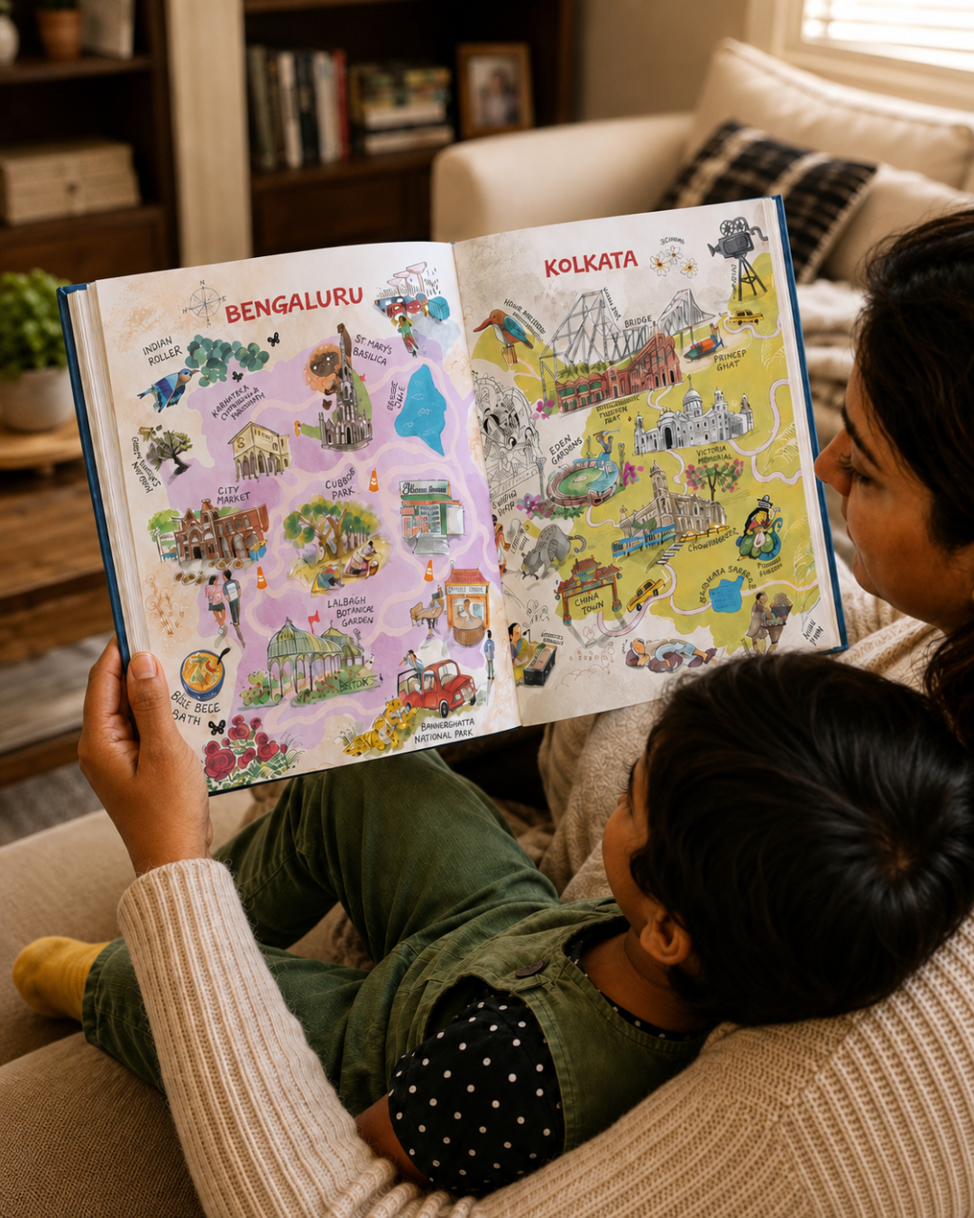 reading and learning about indian cities through a personalized childrens book by bound to belong for different cities in india